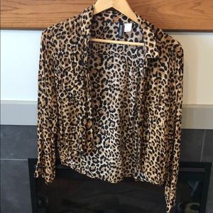 Leopard print button down shirt